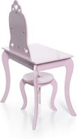 Tabouret de couleur rose et blanc pour enfants, Table d'étude, en bois, Design féerique, pour bureau de maquillage, chaise avec miroir, offre spéciale