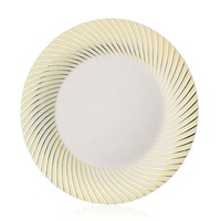 Assiettes de présentation élégantes en plastique doré filigrané, vaisselle réutilisable en PS pour mariages et banquets, plusieurs tailles disponibles