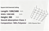 Panneau de plafond acoustique 3D en polyester PET, grille gaufrée légère, suspendu, ignifuge, absorption acoustique, pour salon moderne