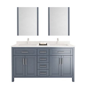 Luxury Waterproof Solid Wood Closeout <strong>Bathroom</strong> With Mirror Double 2 Basin <strong>Sink</strong> Cabinet for Bath Vanity <strong>Unit</strong> - Product Image 1