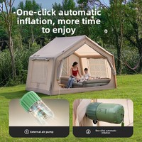 Tente gonflable d'extérieur portable quatre saisons pour 3-4 personnes, grande capacité, imperméable, avec pompe électrique, en tissu Oxford 210D, pour le camping