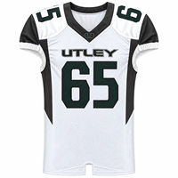 Maillot de football américain personnalisé pour homme, blanc et vert foncé, 100 % polyester, maille, manches courtes, uniforme de match, nom et numéro de l'équipe, vente en gros