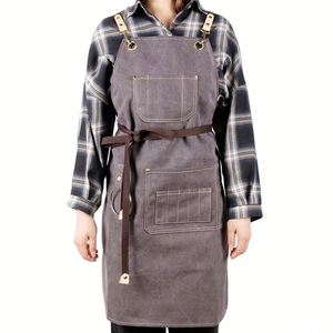 Delantales <span class=keywords><strong>de</strong></span> Cocina Personalizados <span class=keywords><strong>de</strong></span> Lona <span class=keywords><strong>de</strong></span> Algodón con Múltiples Bolsillos Ajustables para Hombres y Mujeres - Product Image 1