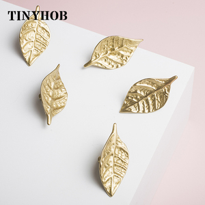 Golden Cabinet Knobs Leaf Shaped <strong>Chest</strong> Pulls Knob Unique <strong>Drawer</strong> <strong>Handle</strong> Solid Brass Decor Knobs Modern for Furniture C-3152 - Product Image 4