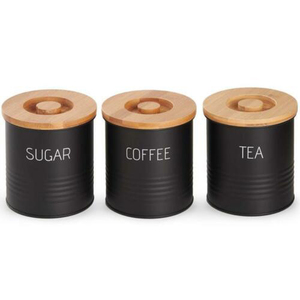 Bộ hộp đựng đa năng 3 trong 1 bằng kim loại, kín khí, dùng để đựng trà, cà phê, thực phẩm khô & gia vị, kèm nắp đậy. - Product Image 6