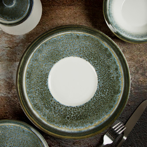 Platos Redondos de Cerámica JQY, Platos de Porcelana Estilo Japonés, Juego de Platos de Cena, Platos de Cerámica Verde Vintage para <span class=keywords><strong>Restaurante</strong></span> - Product Image 4