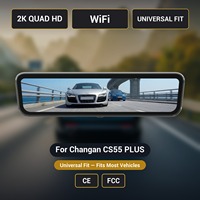 Caméra de tableau de bord pour rétroviseur Changan CS55 PLUS H-X, 2K, 9,2 pouces, WiFi, ajustement universel