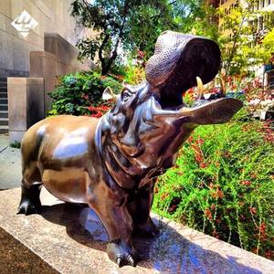 Sculpture en bronze d'hippopotame grandeur nature, moderne, personnalisée, de haute qualité, pour l'extérieur, parc, art métallique - Product Image 3