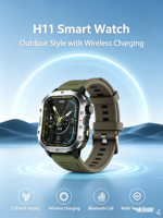 Montre connectée HYK H11 IP68 avec carte SIM, suivi d'activité, fréquence cardiaque, oxygène sanguin, boussole, sports de plein air, charge sans fil