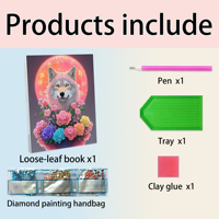 Cahier d'art diamanté à motif de loup extra large-Kit de peinture à points 5D, cadeau d'artisanat pour adultes