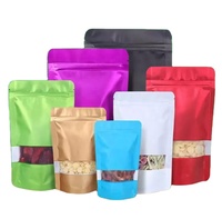 Sachets Doypack Personnalisés Colorés en Plastique Givré et Feuille d'Aluminium Mylar avec Fermeture Ziplock et Fenêtre Mate pour Emballage Alimentaire, Noix et Snacks