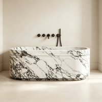 Baignoire autoportante en marbre blanc naturel, forme irrégulière, en pierre massif, pour villa de luxe, hôtel, salle de bain, baignoire en marbre