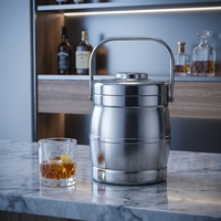 Boîte à bento isotherme en acier inoxydable 201, double paroi sous vide, compartimentée, forme tambour, design chinois simple, qualité alimentaire