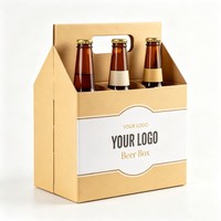 Boîte d'emballage biodégradable personnalisable en gros avec poignée, pour 4, 6, 8 ou 12 packs de bière, café ou boissons, en papier – Conception gratuite