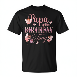 T-shirt Papa Of The Birthday Fairy pour adulte, manches courtes, col rond, impression numérique, tenue de fête en famille - Product Image 2
