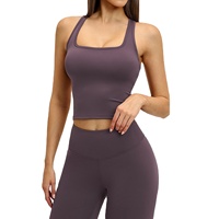 Débardeur de sport Zechuang en Spandex/Nylon brossé pour femme, coupe ajustée, séchage rapide, couleur unie, idéal pour la course et le yoga