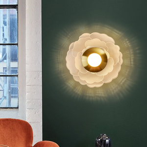 <span class=keywords><strong>Lampe</strong></span> <span class=keywords><strong>murale</strong></span> intérieure moderne minimaliste en fer avec pétales et feuilles, fil argenté, LED dimmable pour salon, couloir, chambre à coucher, décoration - Product Image 2