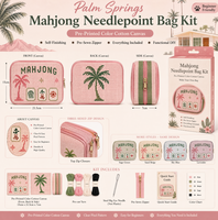 Kit de pochette de rangement pour broderie au point d'aiguille Lucky Bamboo Mahjong, en toile de coton imprimée DIY, avec fermeture éclair sur trois côtés, pour débutant