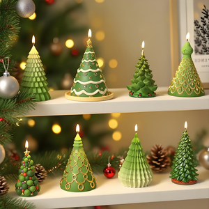Moule en silicone DM1271 pour bougie en forme d'arbre de Noël 3D, 9 styles, moules en résine de gypse pour la fabrication de bougies aromatiques, pour décorations de Noël - Product Image 2