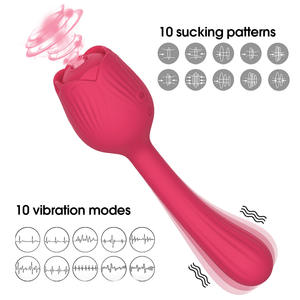 Vibratore Clitorideo Ricaricabile USB con 10 Frequenze di Vibrazione, Silicone Morbido, Rotazione a 360°, Forma di Rosa - Product Image 4