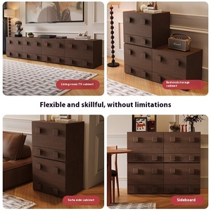 Mueble Carmen de Madera Maciza de Mediados de Siglo - Mueble de TV Francés Modular para Ahorrar Espacio - Mueble de Almacenamiento para Sala de Estar, <span class=keywords><strong>Bar</strong></span> en Casa, Hotel - Product Image 3