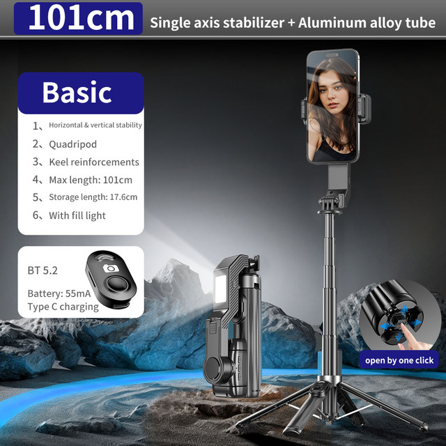 Q31 Handheld Gimbal Stabilizar With Gyroscope Lock Switch Wireless Remote Selfie Stick for Smartphone Video Record