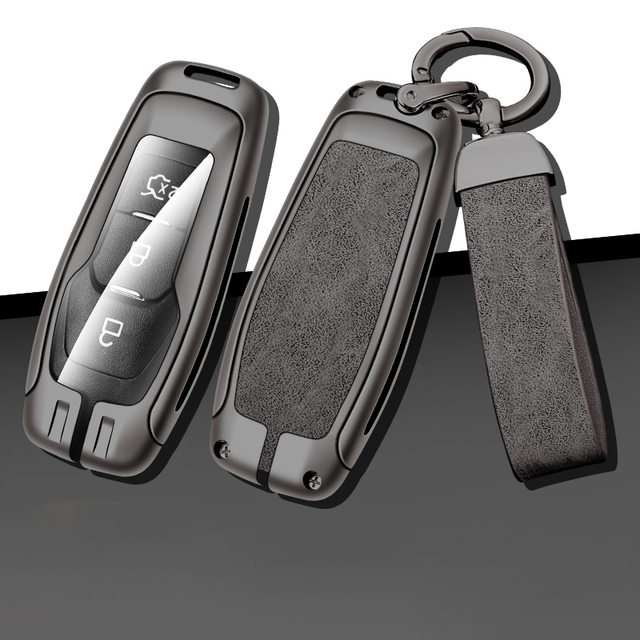 New Leather Custom Car Logo Key Case Fob for Ford Focus 3 4 ST Mondeo 5 MK5 Kuga Mustang F-150 Explorer Edge Fiesta Accessories