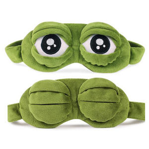 Máscara de ojo para dormir de felpa suave 3D de rana triste, juguete divertido de peluche de Cosplay con logotipo bordado, relleno de algodón PP - Product Image 5