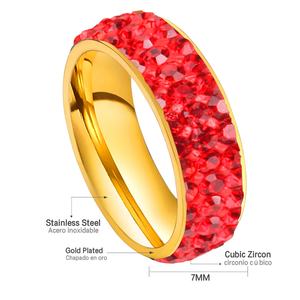 Anillos de Compromiso de Acero Inoxidable de Alta Calidad para Mujer, Anillo de Boda Dorado Brillante, Anillo de Pareja con Circonita de Colores - Product Image 2