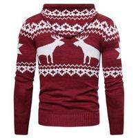 Nanteng Maßgefertigter 100% Baumwoll-Strickpullover mit Elchmuster, Reißverschluss-Kapuze und Kordelzug, Hässlicher Herren-Cardigan, Weihnachtspullover