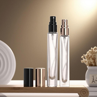 Décanteurs de parfum Mini carré clair échantillon verre rechargeable fond épais Vintage mince haut 10ml sérigraphie cosmétique