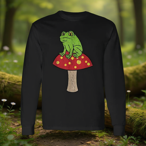 Frog <b>Mushroom</b> Long Sleeve T-<b>Shirt</b> Cottagecore Farmcore Aesthetic - Product Image 3