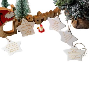 Ornamenti Natalizi a Stella in Ceramica con Versetti Biblici Cristiani, Stampa Personalizzata, Riutilizzabili e Durevoli, Decorazioni da Appendere all'Albero di Natale - Product Image 4