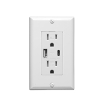Prise murale intelligente à 6 sorties USB standard américaines, 10A, à tension stabilisée, pour salon et chambre à coucher