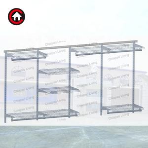 Estantería <span class=keywords><strong>colgante</strong></span> de pared para <span class=keywords><strong>armario</strong></span>, sistema de <span class=keywords><strong>armario</strong></span> abierto de alambre de malla metálica - Product Image 6