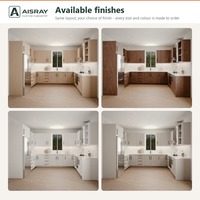Armoires de cuisine personnalisées en mélamine au design minimaliste, aménagement en U, boîtes d'armoires en panneaux de mélamine et dimensions sur mesure
