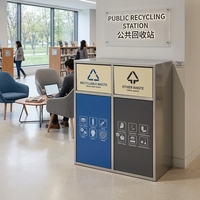 Poubelle de tri des déchets en métal à 4 compartiments, idéale pour les parcs, les écoles et les aires de jeux publiques, durable, résistante à la rouille, pour l'extérieur
