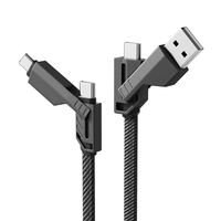 Kabel pengisi daya USB mikro, kabel pengisian daya USB mikro berputar ganda 4 dalam 1, kepang nilon 65W
