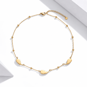 Collar de Acero Inoxidable con Baño de Oro de 14K, Diseño de Hoja Curva, Joyería con Cadena - Product Image 1