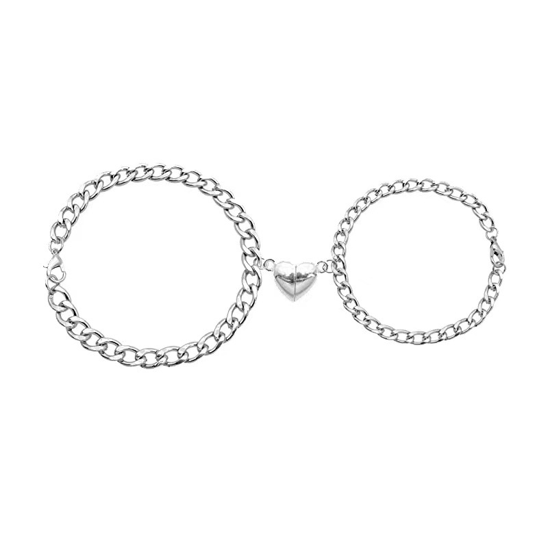 Bracciale in argento sterling 925, con cuore giallo, senza