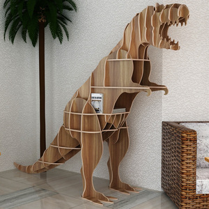 Présentoir d'hôtel en bois massif en forme de T-Rex, décoration créative, étagère de rangement au <span class=keywords><strong>sol</strong></span>, rangement nordique pour enfants - Product Image 4