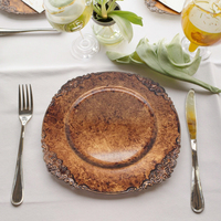 Assiette de présentation en plastique PP de 13 pouces, sans BPA, durable, de luxe, peinte à la main, couleur personnalisée, pour hôtels et restaurants – Meilleures ventes
