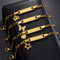 Bracelet Chaîne Cœur en Acier Inoxydable Gravé au Laser, Plaqué Or PVD 18 Carats, avec Nom Personnalisé – Cadeau Parfait pour Enfants