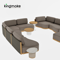 Canapé modulaire moderne de luxe, imperméable, en teck, ensemble de salon de jardin pour hôtel, patio et balcon, meubles d'extérieur