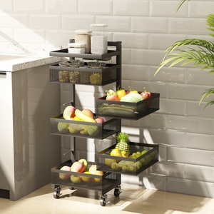 Carrito <span class=keywords><strong>de</strong></span> Cocina Giratorio Resistente Joyings con 5 Niveles <span class=keywords><strong>de</strong></span> <span class=keywords><strong>Cestas</strong></span> Metálicas y Estantes Estables para Almacenamiento en el Hogar - Product Image 3
