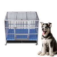 Cage d'intérieur multi-tailles en acier inoxydable pour chiens, plateaux amovibles, grande cage orientable pour animaux de compagnie avec roues de freinage