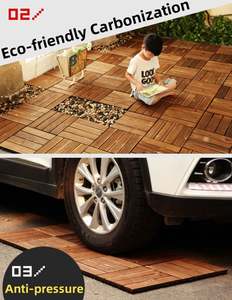 Tuiles de terrasse en composite co-extrudé WPC 300x300mm, tuiles WPC DIY, tuiles de terrasse à emboîtement pour SHENGCHENG - Product Image 4