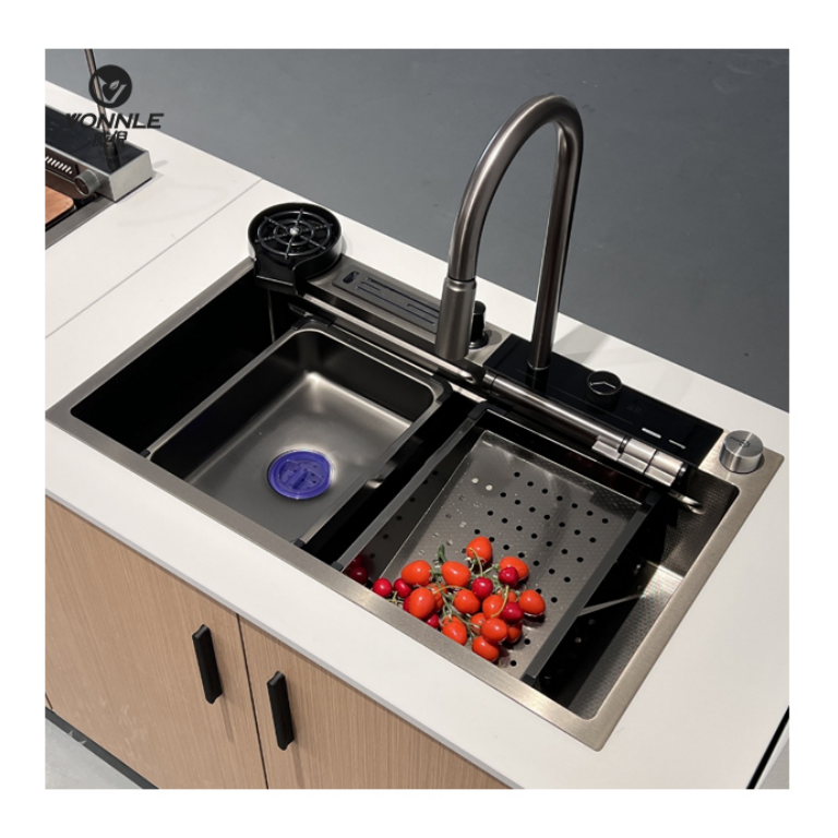 Introducing with Pull-Down Tap and Real-Time Temperature Bathroom Sinks Sink with Dishwasher+smart Sink Kitchen