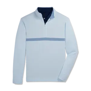 Custom Striped Men's Quarter Zip Sweater Casual Mock Neck Pullover Slim Fit Knit Polo Sweaters Golf Pullover Collar Sweatshirt