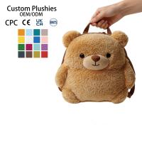 Sac à dos en peluche ours avec cordon de serrage, couleur personnalisée, OEM ODM, sac à dos pour tout-petits, sac à main animal en peluche, jouet sûr pour enfants